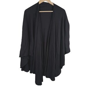 Womens L Open Front Poncho Cape Shrug Sweater Black Made‎ in USA Dark Academia